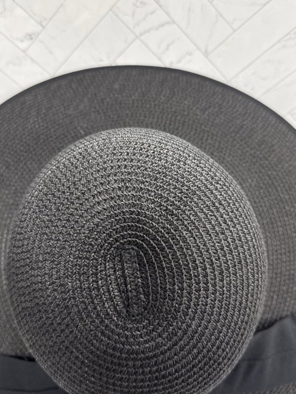 NWT Jeanne Simmons Women's Summer Straw Woven Wide Brim Beach Hat Black Bow Cute - Picture 2 of 16